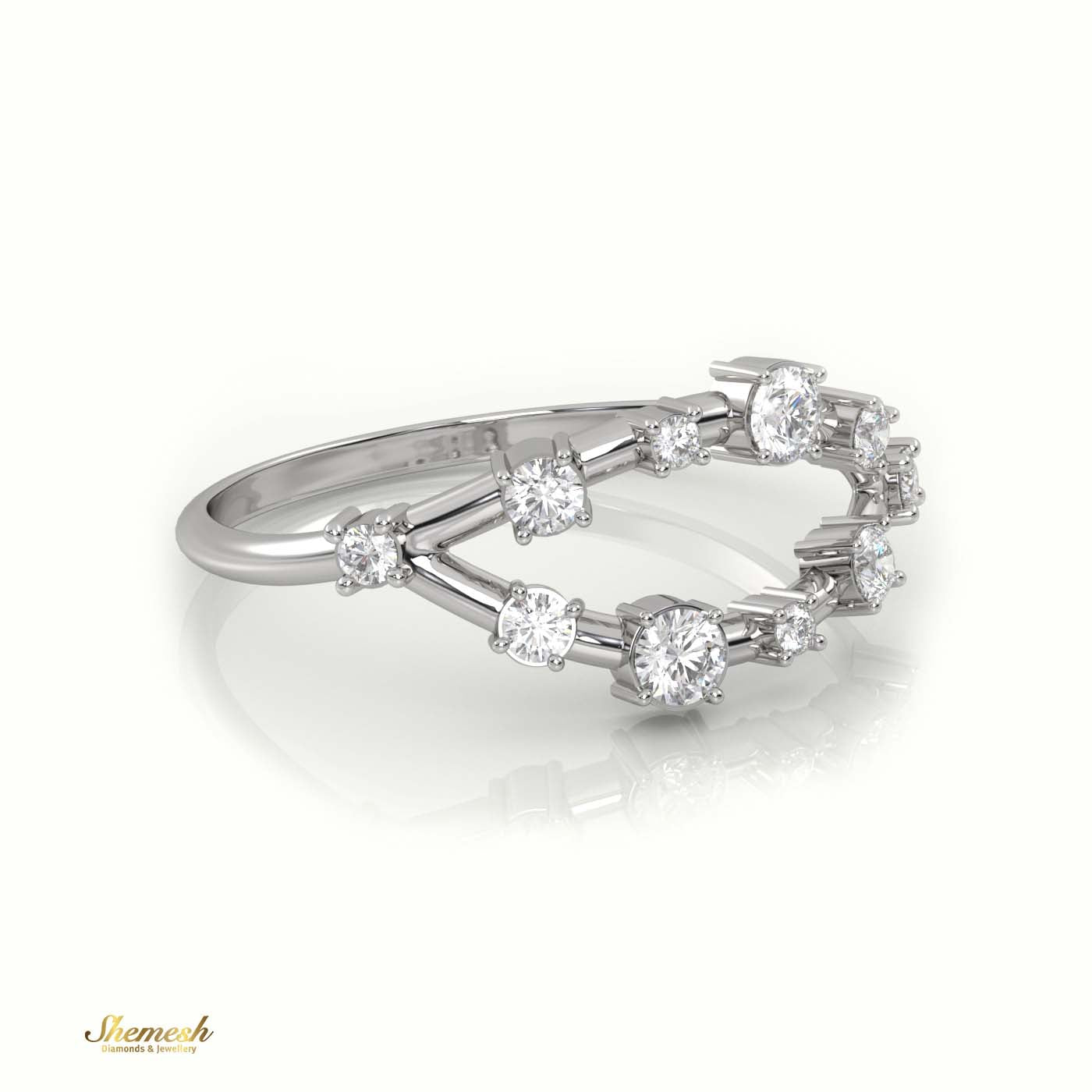 18K Gold Round Cut 4 Prongs Diamond Open Set Designer Diamond Ring - shemesh_diamonds