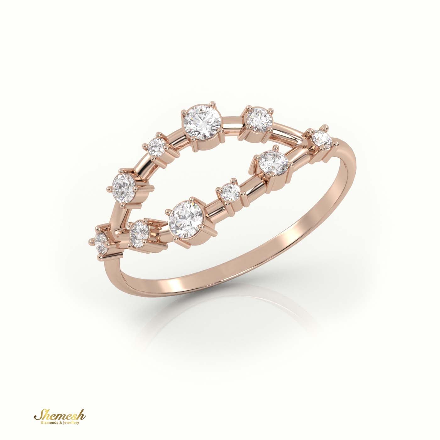 18K Gold Round Cut 4 Prongs Diamond Open Set Designer Diamond Ring - shemesh_diamonds