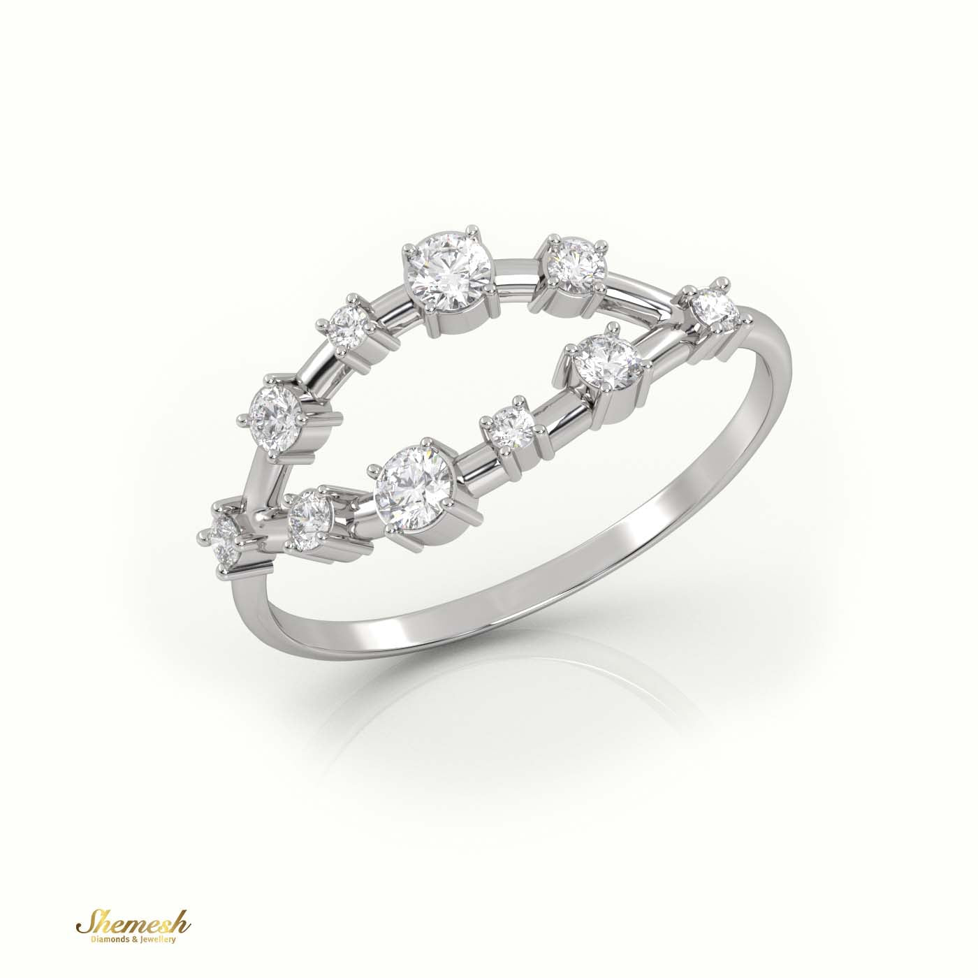 18K Gold Round Cut 4 Prongs Diamond Open Set Designer Diamond Ring - shemesh_diamonds