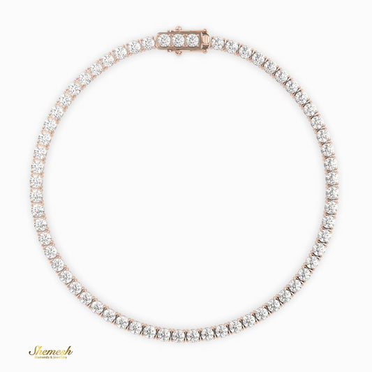 18K Gold Round Cut Diamond Full Eternity Tennis Bracelet - shemesh_diamonds
