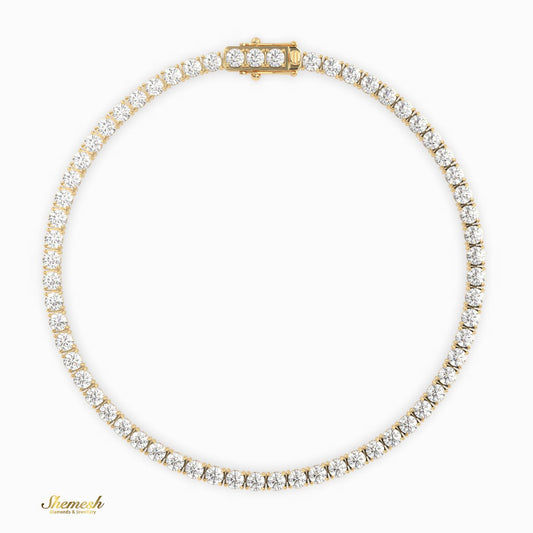 18K Gold Round Cut Diamond Full Eternity Tennis Bracelet - shemesh_diamonds