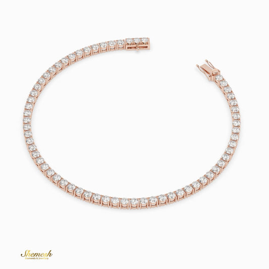 18K Gold Round Cut Diamond Full Eternity Tennis Bracelet - shemesh_diamonds