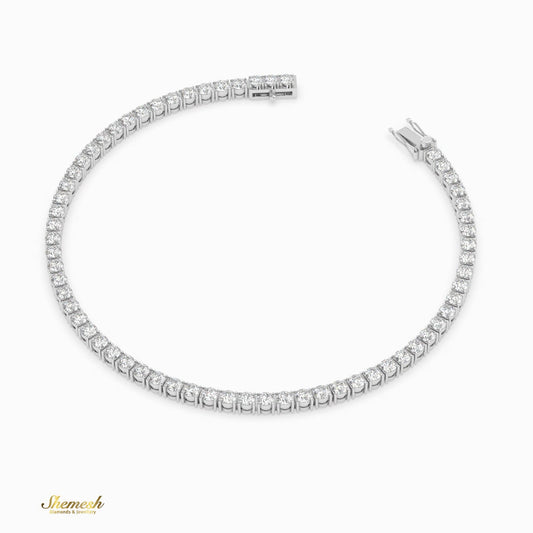 18K Gold Round Cut Diamond Full Eternity Tennis Bracelet - shemesh_diamonds