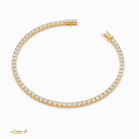 18K Gold Round Cut Diamond Full Eternity Tennis Bracelet - shemesh_diamonds