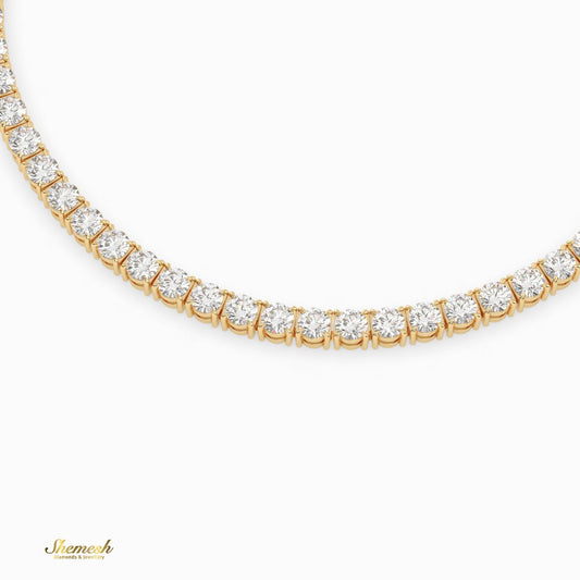 18K Gold Round Cut Diamond Full Eternity Tennis Bracelet - shemesh_diamonds