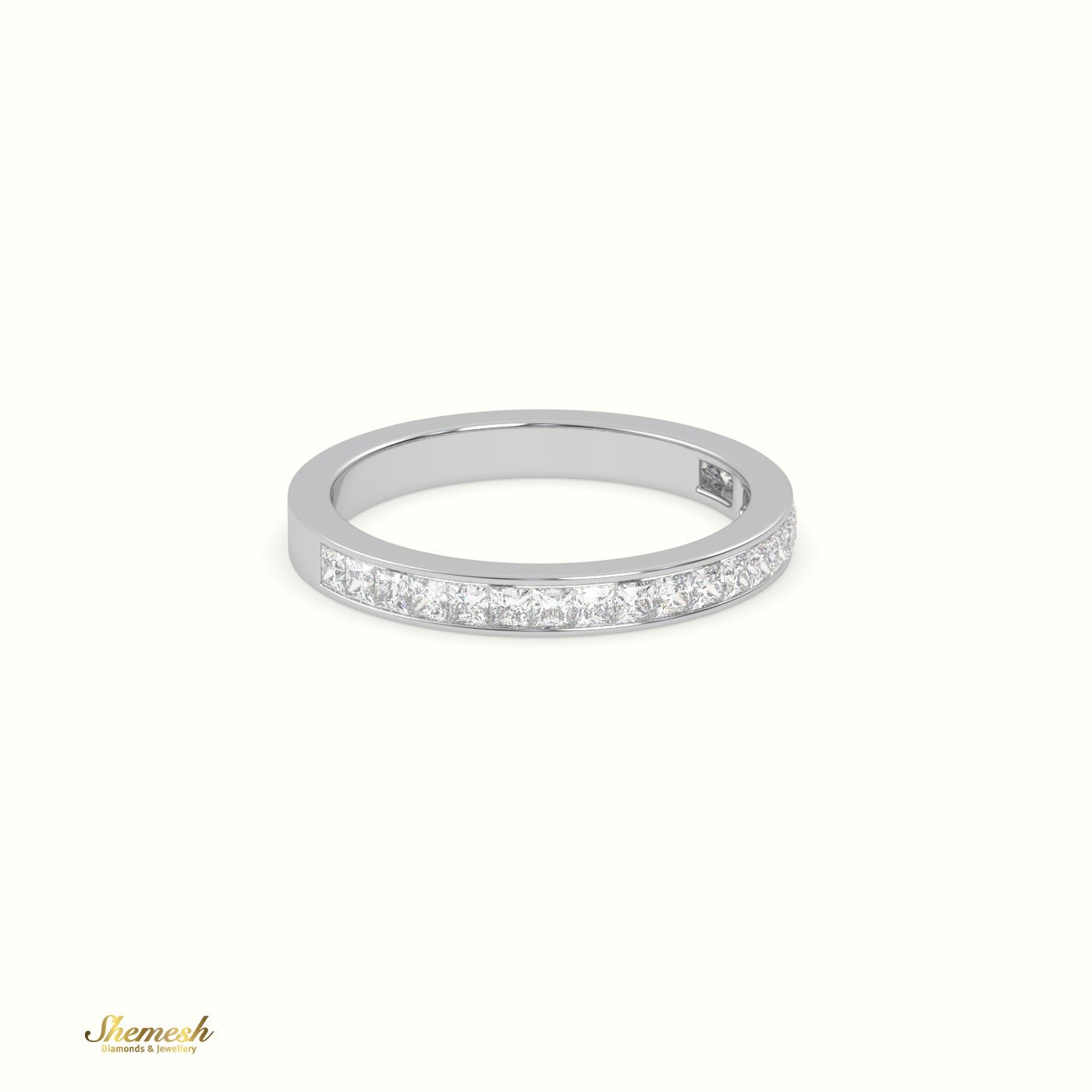 18K Gold Princess Diamond Channel Setting Half Eternity Wedding Ring - shemesh_diamonds