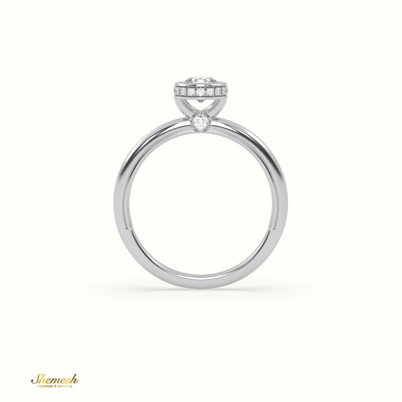 18K Gold Round Diamond Bezel Set Engagement Ring - shemesh_diamonds