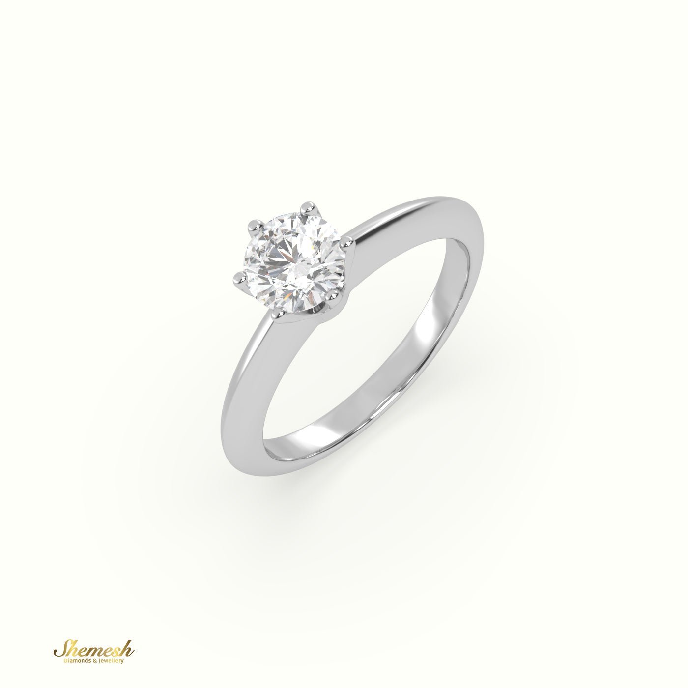 18K Gold 6 Prongs 0.93tw Round Diamond Solitaire Engagement Ring - shemesh_diamonds