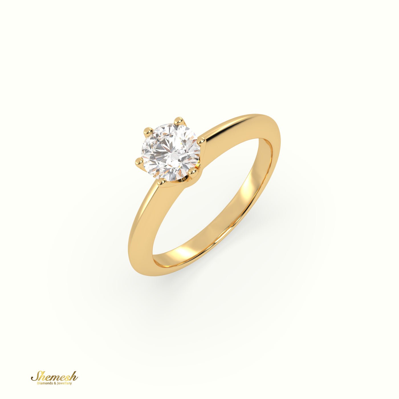 18K Gold 6 Prongs 0.93tw Round Diamond Solitaire Engagement Ring - shemesh_diamonds