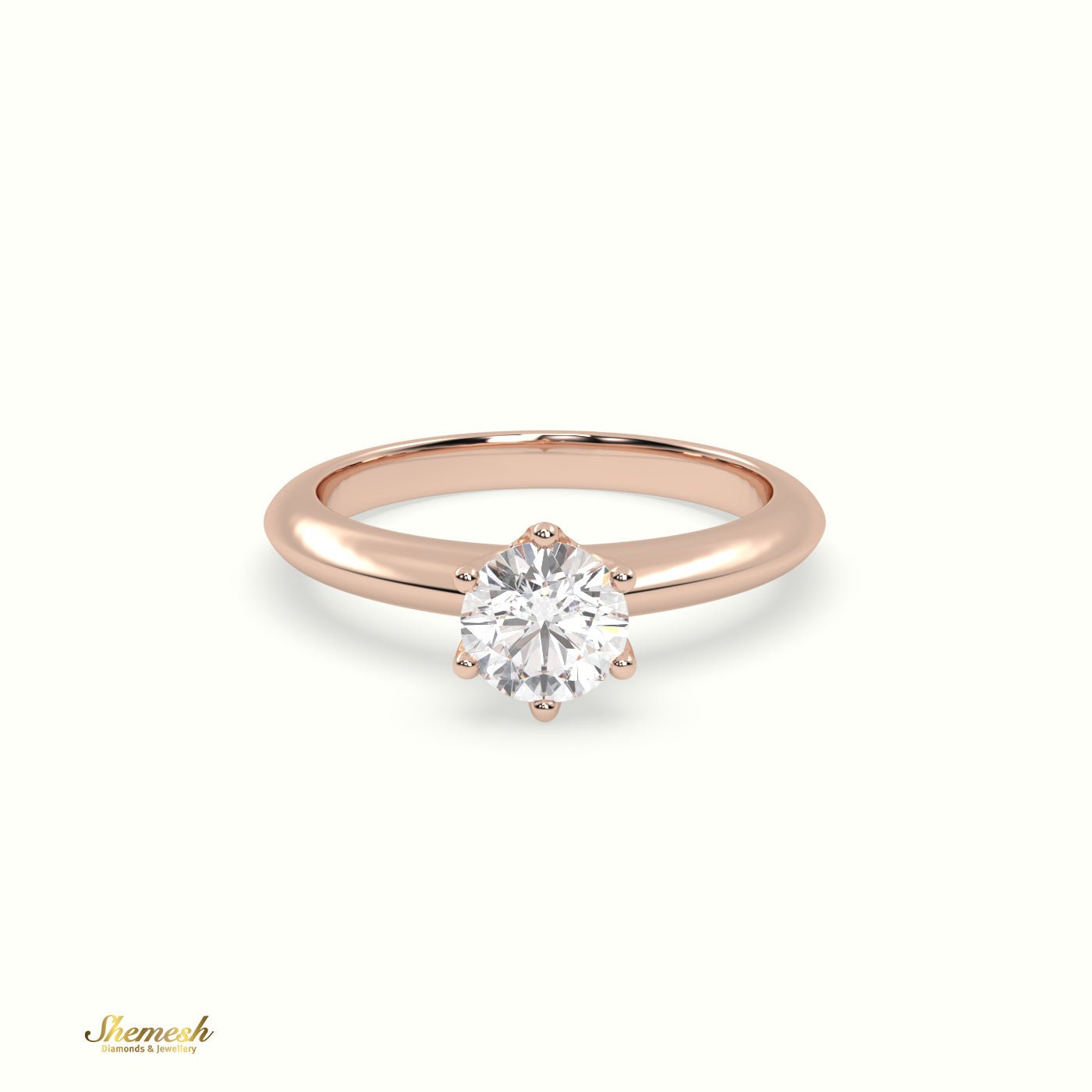 18K Gold 6 Prongs 0.93tw Round Diamond Solitaire Engagement Ring - shemesh_diamonds