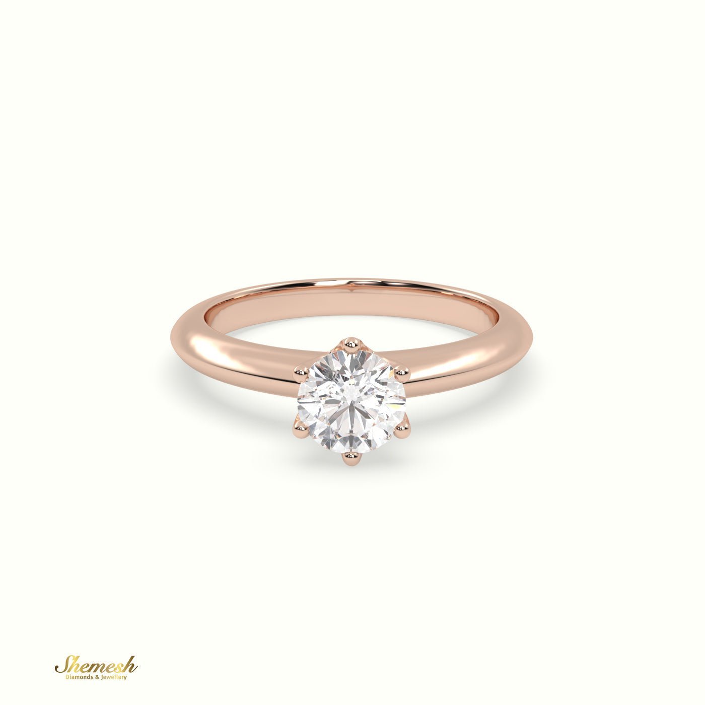 18K Gold 6 Prongs 0.93tw Round Diamond Solitaire Engagement Ring - shemesh_diamonds