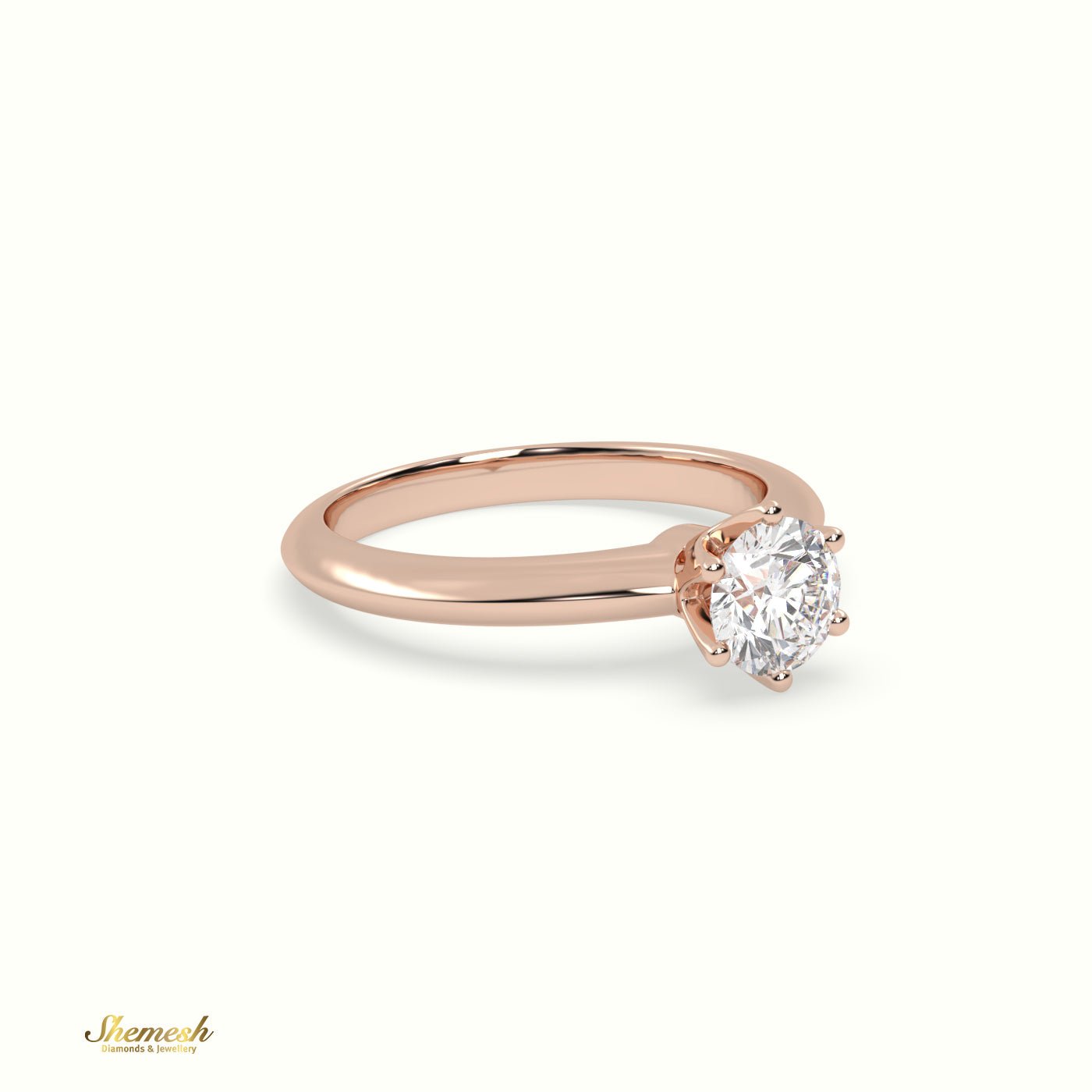 18K Gold 6 Prongs 0.93tw Round Diamond Solitaire Engagement Ring - shemesh_diamonds