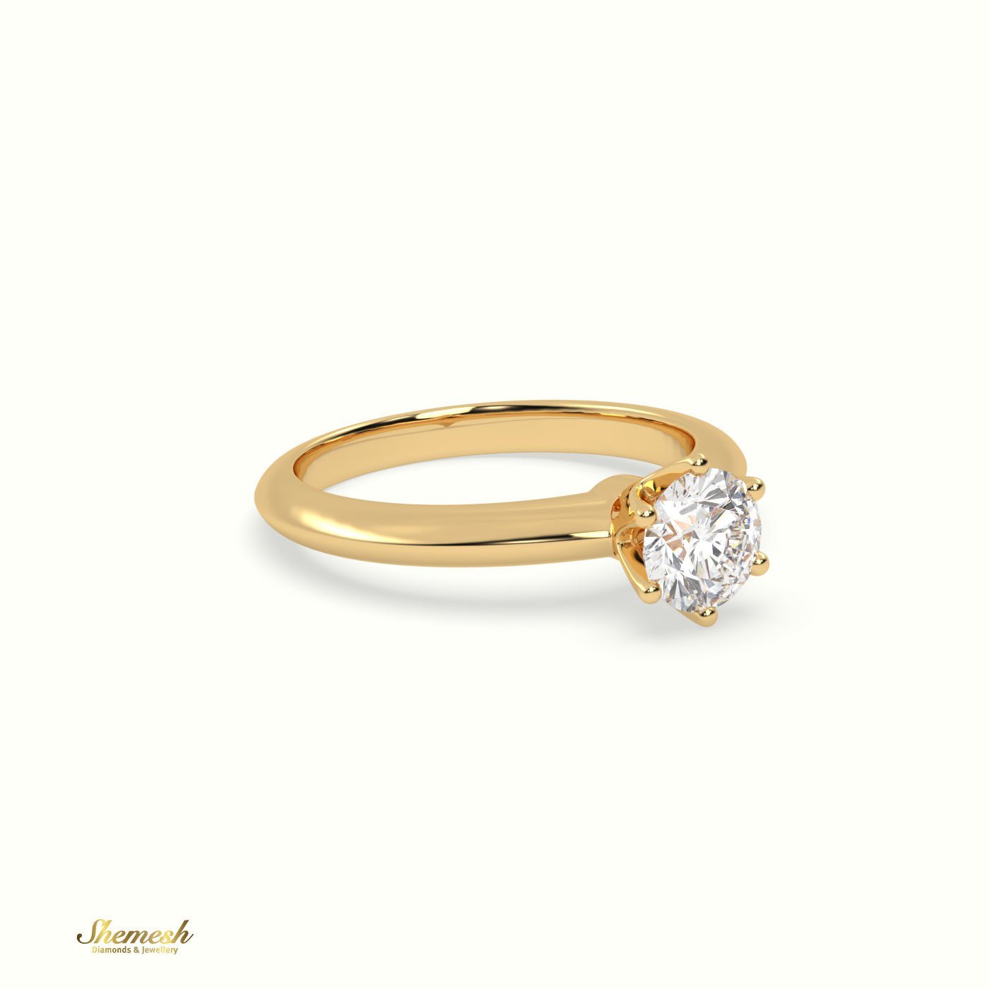 18K Gold 6 Prongs 0.93tw Round Diamond Solitaire Engagement Ring - shemesh_diamonds