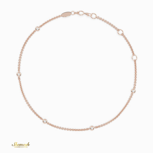 18K Gold Round Bezel Diamond Station Bracelet - shemesh_diamonds