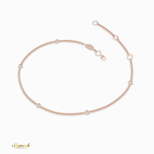 18K Gold Round Bezel Diamond Station Bracelet - shemesh_diamonds