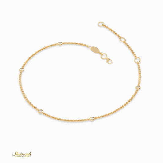18K Gold Round Bezel Diamond Station Bracelet - shemesh_diamonds