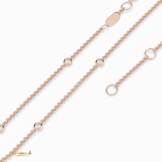 18K Gold Round Bezel Diamond Station Bracelet - shemesh_diamonds