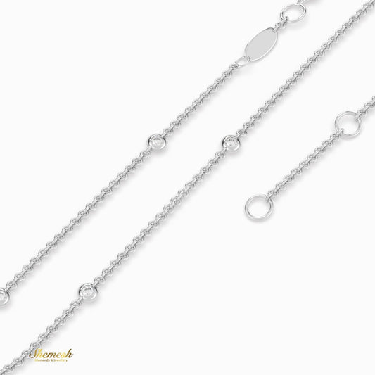 18K Gold Round Bezel Diamond Station Bracelet - shemesh_diamonds