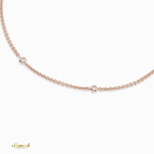 18K Gold Round Bezel Diamond Station Bracelet - shemesh_diamonds