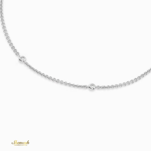 18K Gold Round Bezel Diamond Station Bracelet - shemesh_diamonds