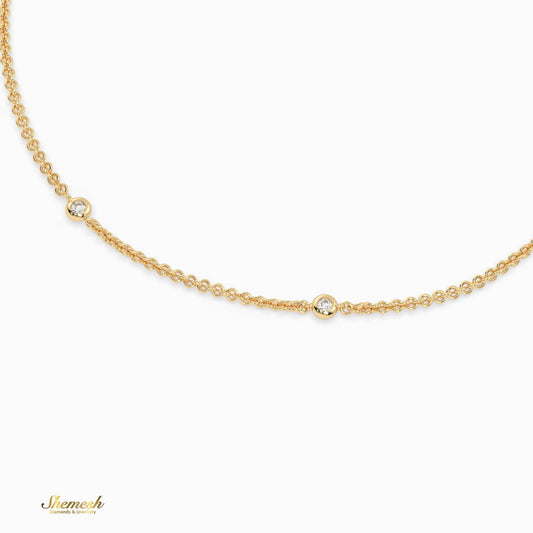 18K Gold Round Bezel Diamond Station Bracelet - shemesh_diamonds