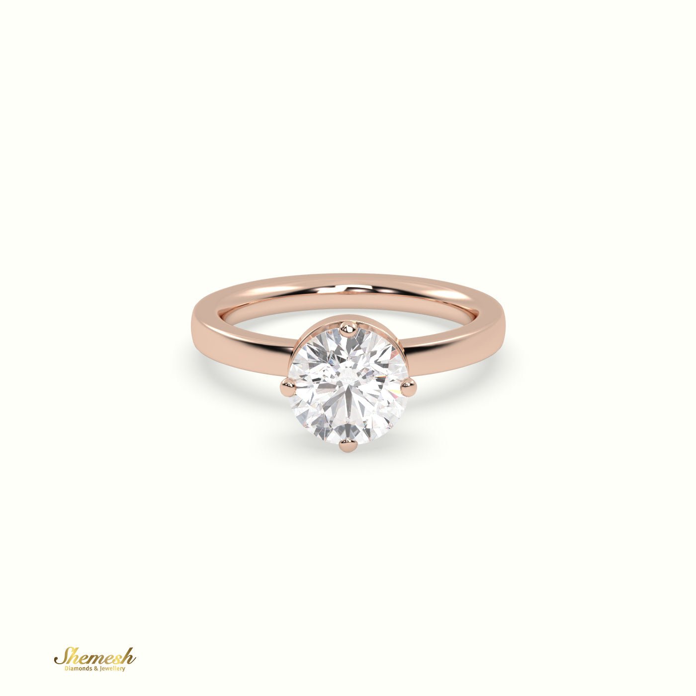 18K Gold 4 Prongs Round Diamond Solitaire Engagement Ring - shemesh_diamonds