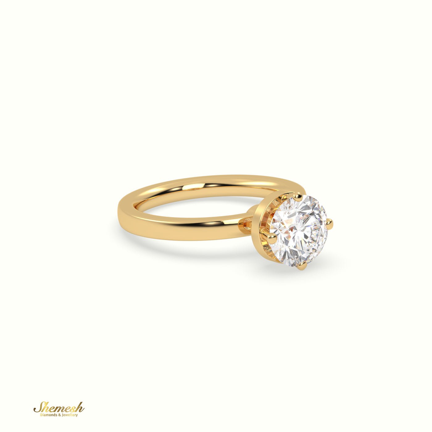 18K Gold 4 Prongs Round Diamond Solitaire Engagement Ring - shemesh_diamonds