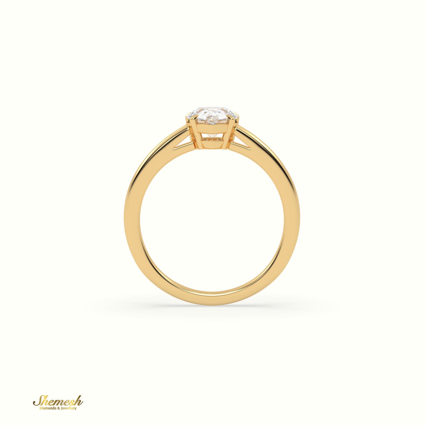 18K Gold 4 Prongs Pear Diamond Solitaire Engagement Ring with Pave Set Band - shemesh_diamonds