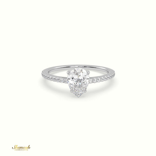 18K Gold 4 Prongs Cushion Diamond Solitaire Engagement Ring with Pave Set Band - shemesh_diamonds