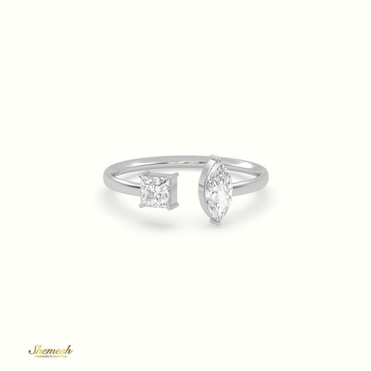 18K Gold Princess and Marquise Diamond Open Wedding Ring - shemesh_diamonds