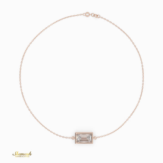 18K Gold Emerald Cut Diamond Chain Bracelet - shemesh_diamonds