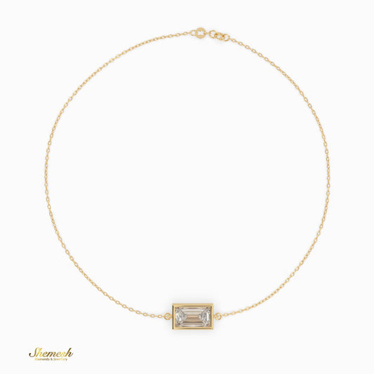 18K Gold Emerald Cut Diamond Chain Bracelet - shemesh_diamonds