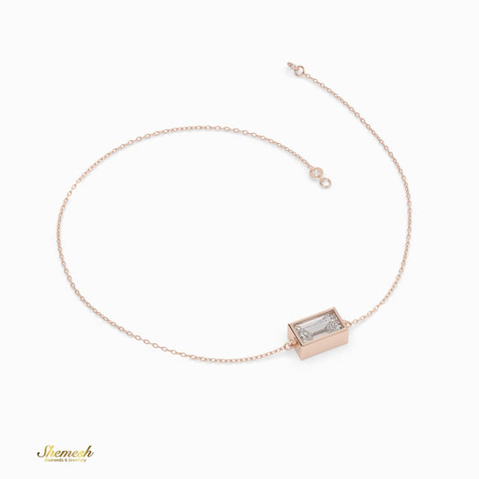 18K Gold Emerald Cut Diamond Chain Bracelet - shemesh_diamonds