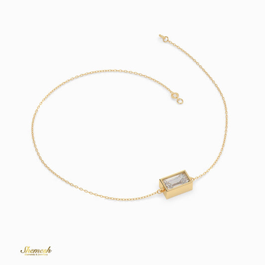 18K Gold Emerald Cut Diamond Chain Bracelet - shemesh_diamonds