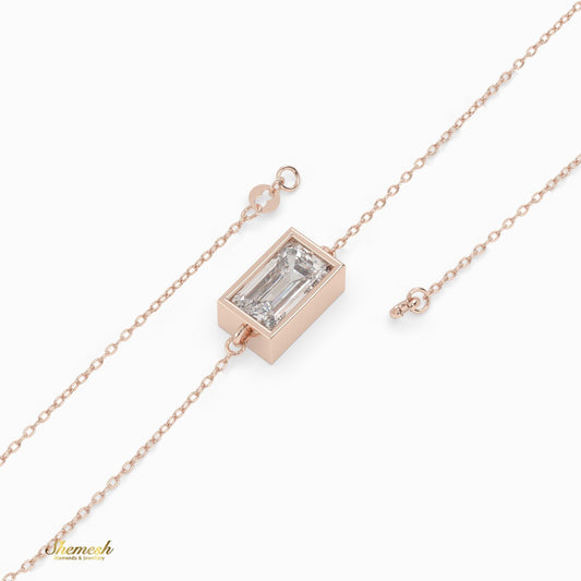 18K Gold Emerald Cut Diamond Chain Bracelet - shemesh_diamonds