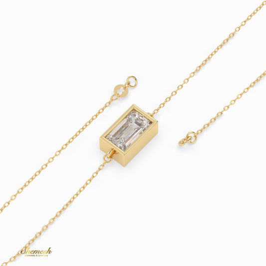 18K Gold Emerald Cut Diamond Chain Bracelet - shemesh_diamonds