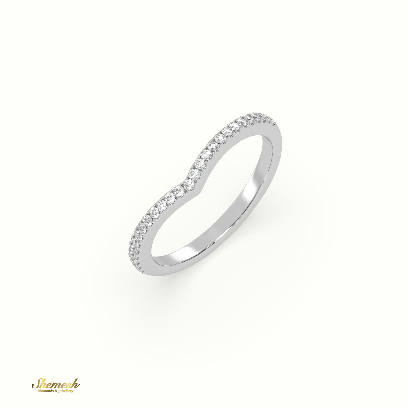 18K Gold V shaped Half Eternity Diamond Ring - shemesh_diamonds