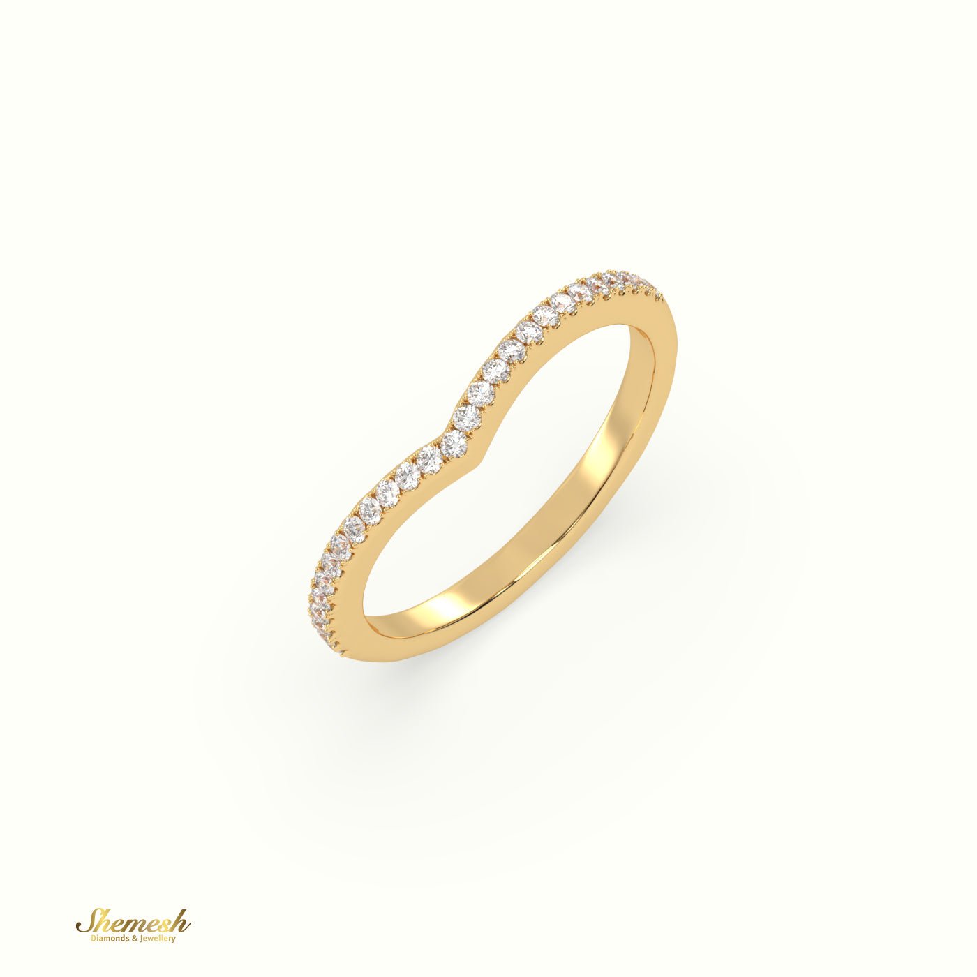 18K Gold V shaped Half Eternity Diamond Ring - shemesh_diamonds