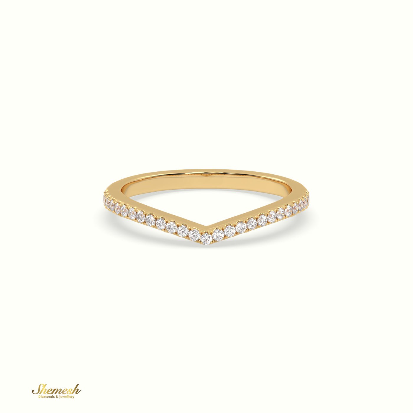 18K Gold V shaped Half Eternity Diamond Ring - shemesh_diamonds