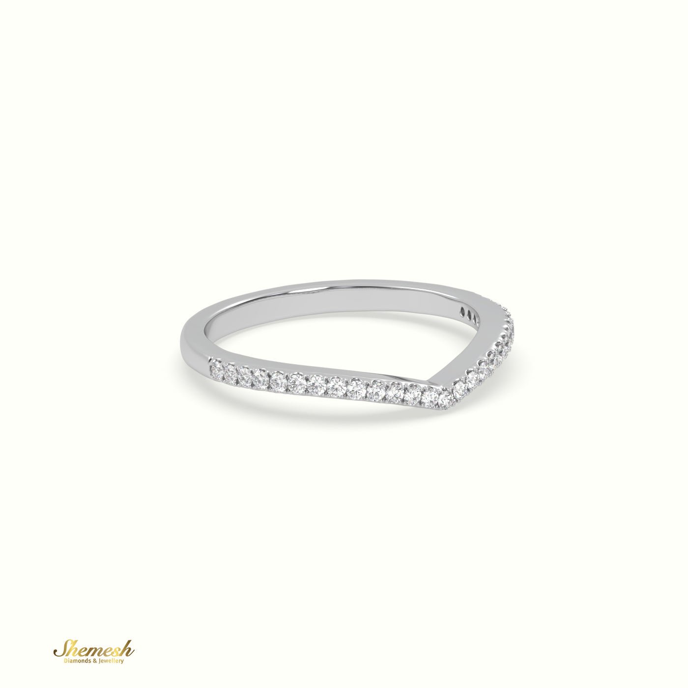 18K Gold V shaped Half Eternity Diamond Ring - shemesh_diamonds