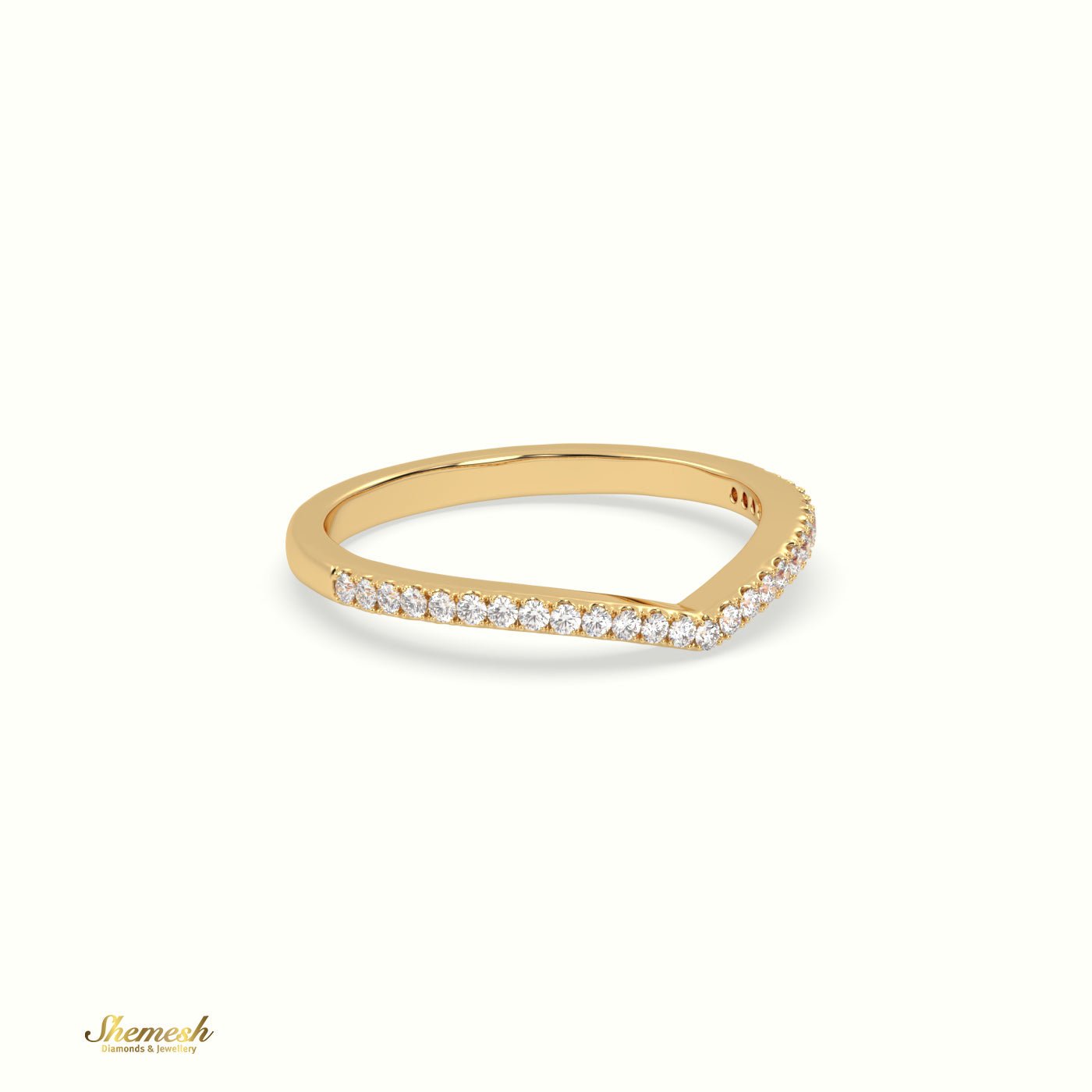 18K Gold V shaped Half Eternity Diamond Ring - shemesh_diamonds