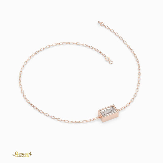 18K Gold Emerald Bezel Set Diamond Chain Bracelet - shemesh_diamonds