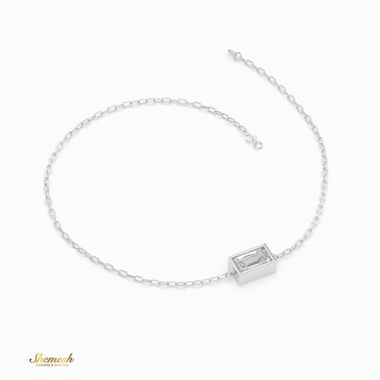 18K Gold Emerald Bezel Set Diamond Chain Bracelet - shemesh_diamonds