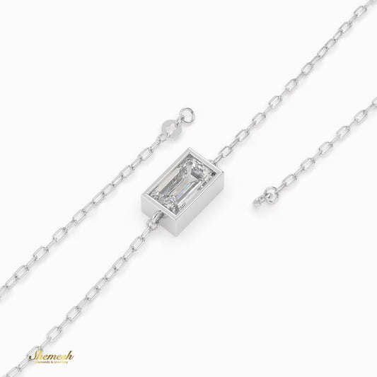 18K Gold Emerald Bezel Set Diamond Chain Bracelet - shemesh_diamonds