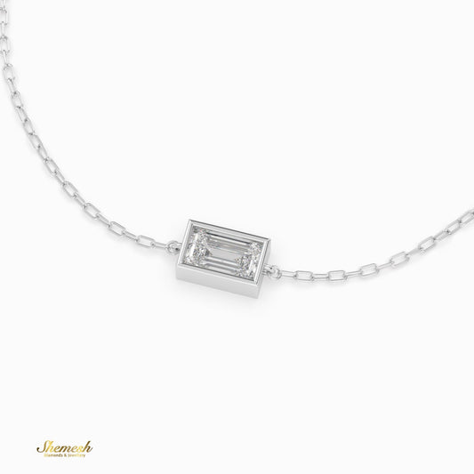 18K Gold Emerald Bezel Set Diamond Chain Bracelet - shemesh_diamonds