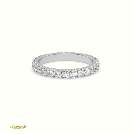 18K Gold 4 Prongs Round Diamond Full Eternity Wedding Band - shemesh_diamonds