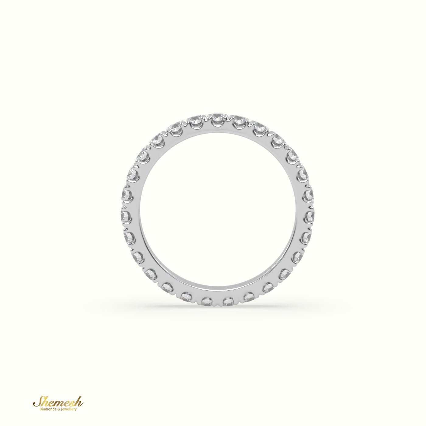 18K Gold 4 Prongs Round Diamond Full Eternity Wedding Band - shemesh_diamonds