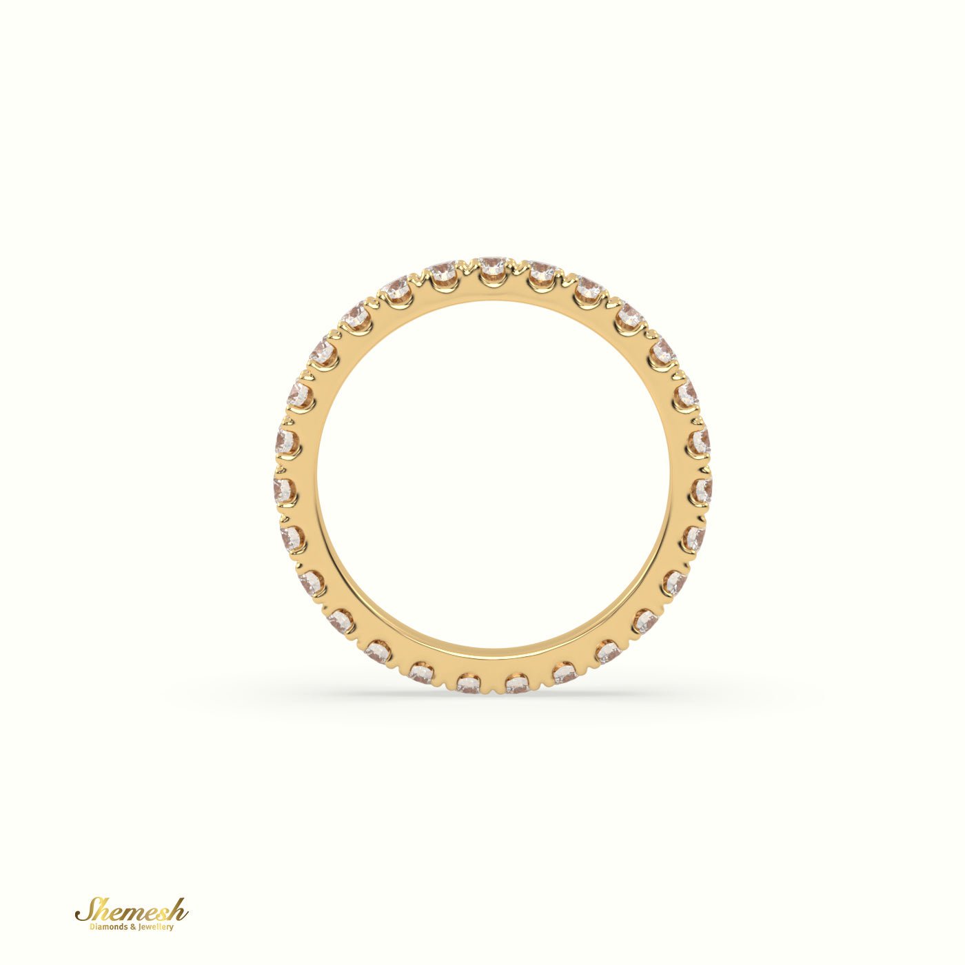 18K Gold 4 Prongs Round Diamond Full Eternity Wedding Band - shemesh_diamonds