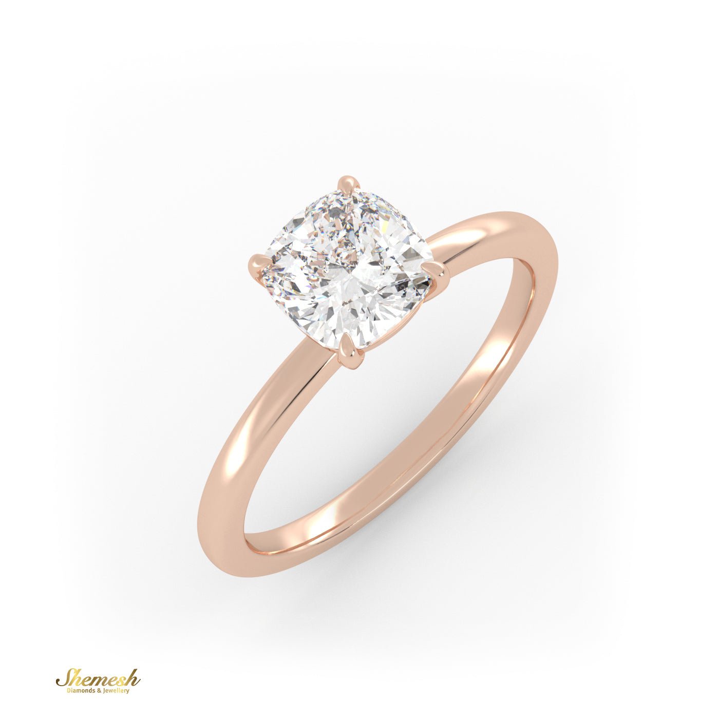 18K Gold 4 Prongs Cushion Diamond Solitaire Engagement Ring - shemesh_diamonds