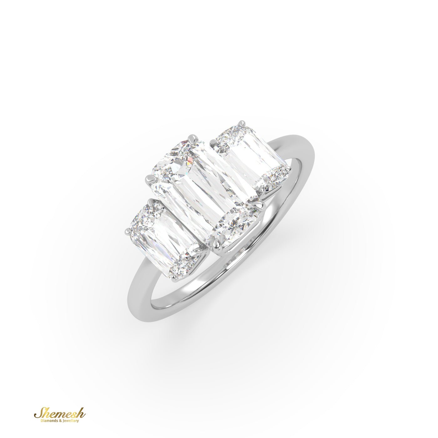 18K Gold Ashoka Diamond Trilogy Ring - shemesh_diamonds